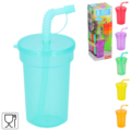 Trinkbecher mit Strohhalm 380 ml 6er Set