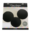 Lampion papier zwart 24 cm set van 3