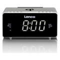Lenco wekker met USB en QI draadloze lader grijs EU stekker