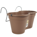 Bloempot met haak kunststof bruin 37 cm