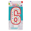 Amscan taartkaars cijfer 6 wit 13 cm