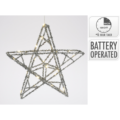 Kerstster LED op batterij zilverkleurig 40 cm