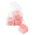 Amberblokje rose 4,5 cm organza zakje met 3 stuks