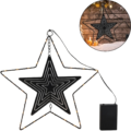 Lamp ster LED op batterij zwart 30 cm
