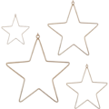 Hanger sterren Kerst goudkleurig 30 cm set van 4