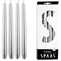 (R) Spaas dinerkaarsen zilverkleurig 2,2 x 25 cm 4 stuks