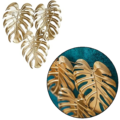 Wanddecoratie Monstera metaal goudkleurig 42 cm