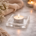 (R) Spaas theelichthouder schaal transparant 8 cm