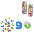 Foam stickers nummers/letters in koker 2 assorti