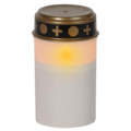 Grafkaars met vlameffect LED op batterij wit 7 x 12,5 cm