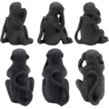 Beeld Apen horen zien zwijgen zwart 12 cm set van 3