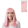 Pruik halflang roze one size