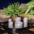 PTMD kunstkaars grijs met bewegende LED licht vlam 15 cm