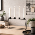 Kandelaar Modern frame zwart 32 cm