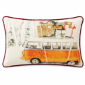 Kussen kerst Oldtimer VW bus oranje 50 x 30 cm