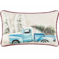 Kussen kerst Oldtimer Pick-up blauw 50 x 30 cm