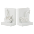 J-Line boekensteun Zwaan wit 14 cm set van 2