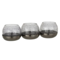 J-Line theelichthouder Craquele 3 bollen zwart 27 cm
