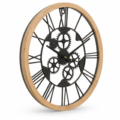 J-Line wandklok Tandwiel zwart/hout 60 cm