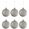 J-Line kerstballen Smokey glas grijs 8 cm set van 6
