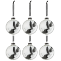 J-Line kerstballen glas bol droogtak zwart 8 cm set van 6
