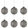 J-Line kerstballen Drip glas grijs 8,5 cm set van 6