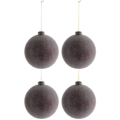 J-Line kerstballen glas Mauve glitter 12 cm set van 4