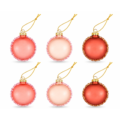 Kerstbal glas Macaron nude 6 cm set van 6