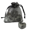 Amberblokje Hart zwarte musk 2,5 cm organza zakje met 3 stuks