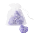 Amberblokje Hart lavendel 2,5 cm organza zakje met 3 stuks