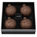 J-Line kerstballen glitters bruin 10 cm 4 stuks