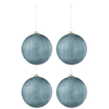 J-Line kerstballen glas Bubble blauw 12 cm set van 4