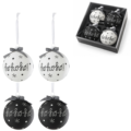 J-Line kerstballen glas Ho Ho Ho 10 cm set van 4