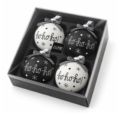 J-Line kerstballen glas Ho Ho Ho 10 cm set van 4