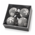 J-Line kerstballen glas Sneeuwvlok grijs 10 cm set van 4