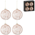 J-Line kerstballen glas Takken 12 cm set van 4