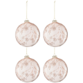 J-Line kerstballen glas Takken 12 cm set van 4