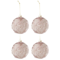 J-Line kerstballen glas Rose 10 cm set van 4