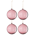 J-Line kerstballen glas Mauve 12 cm set van 4