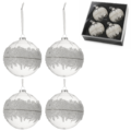 J-Line kerstballen glas Sugar 12 cm set van 4