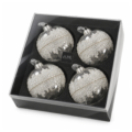 J-Line kerstballen glas Sugar 12 cm set van 4