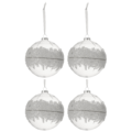 J-Line kerstballen glas Sugar 12 cm set van 4