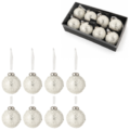 J-Line kerstballen glas Pearl 6 cm set van 8