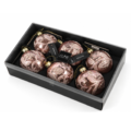 J-Line kerstballen glas Flora roze 8 cm set van 6