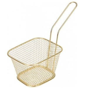 Mini frituurmandje klein goud