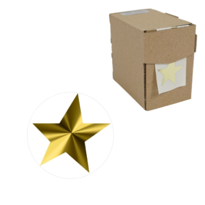 Etiketten in dispenserdoos Ster transparant goudkleurig 39 mm 500 stuks