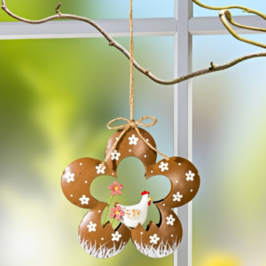 Paashanger metaal polystone kip 15 cm