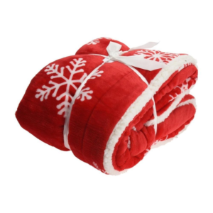 Home & Styling plaid sneeuwvlokken rood 150 x 130 cm