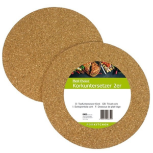 Onderzetter kurk rond groot 19 cm 2 stuks