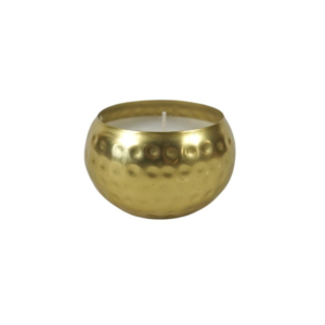 Kaars in schaal goud 10 cm